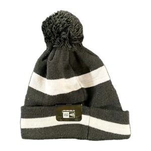 New Era Black White Stripe Pom Beanie Hat Winter Knit Cap Streetwear Unisex
